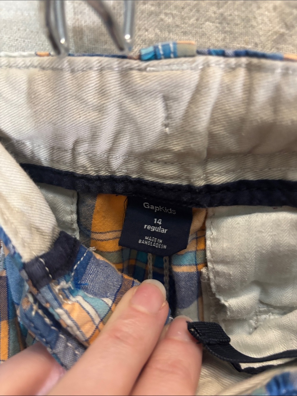 GAP Blue & Orange Plaid Cargo Shorts 100% Cotton - Picture 2 of 8